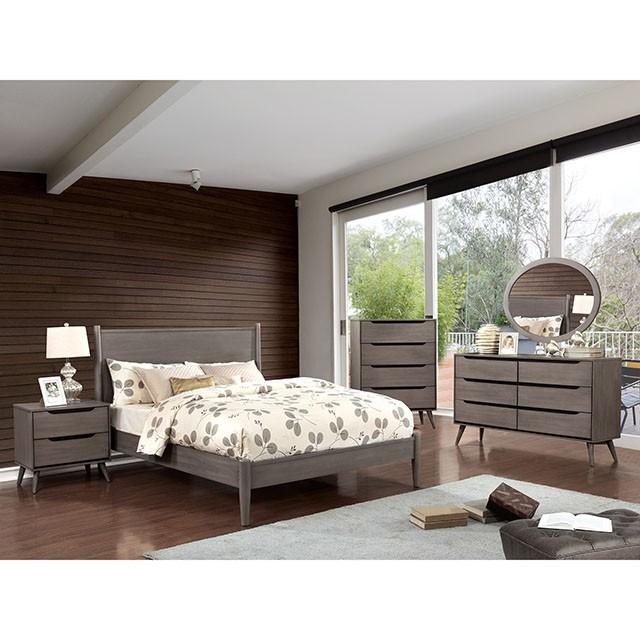 LENNART I Gray & Oak Full Twin Bed - LATIN HOME FURNITURE - (POMONA,CA)