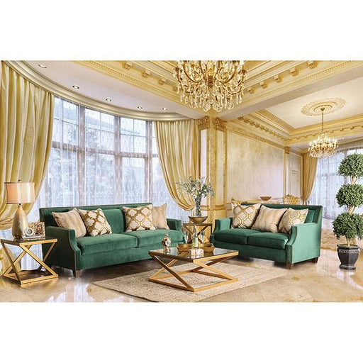 VERDANTE Emerald Green/Gold Sofa - LATIN HOME FURNITURE - (POMONA,CA)
