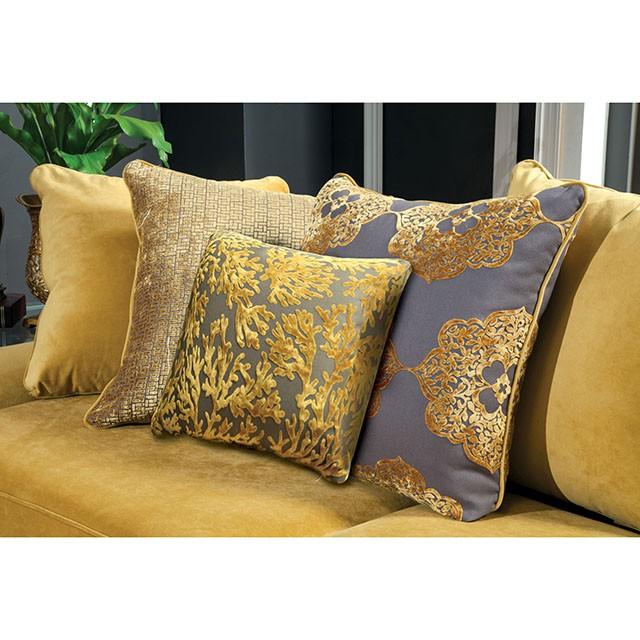 Viscontti Gold/Gray Sofa, Gold - LATIN HOME FURNITURE - (POMONA,CA)