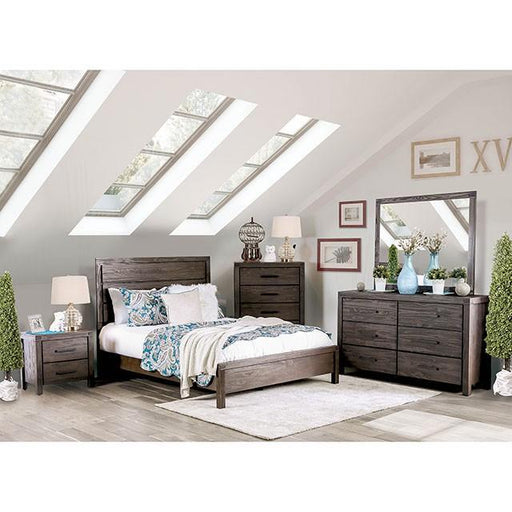 Rexburg Wire-Brushed Rustic Brown E.King & Full Bed - LATIN HOME FURNITURE - (POMONA,CA)