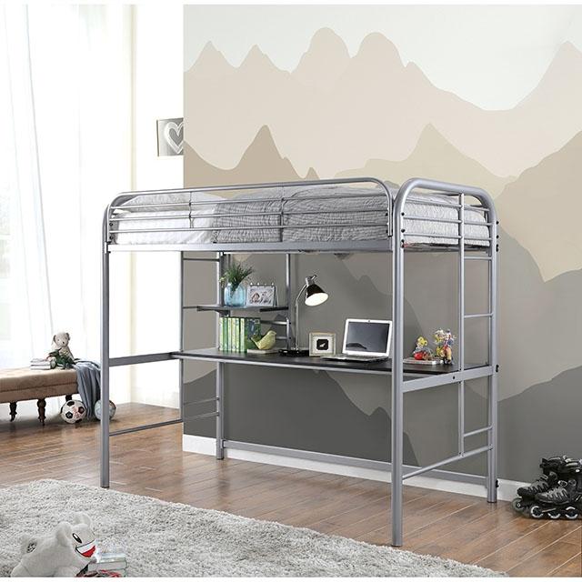 Opal Iii Black & Silver Twin Loft Bed - LATIN HOME FURNITURE - (POMONA,CA)