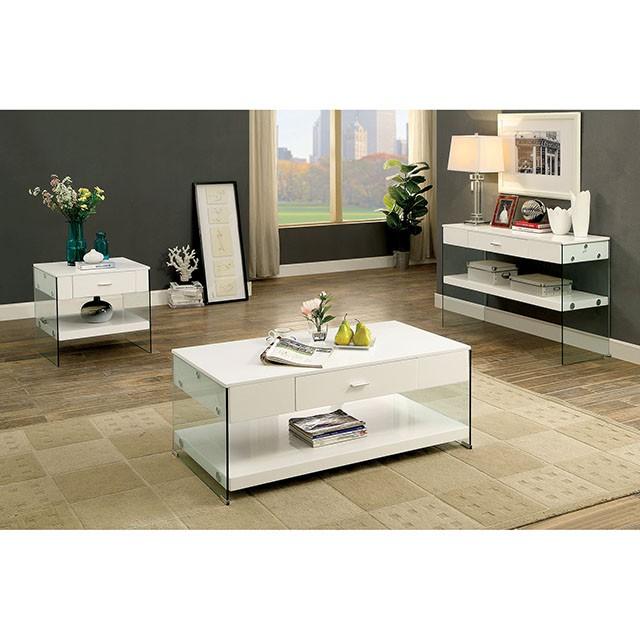 Raya White Sofa Table, White - LATIN HOME FURNITURE - (POMONA,CA)