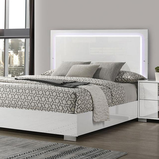 Sinistra E.King & Queen Bed White, Black & Beige - LATIN HOME FURNITURE - (POMONA,CA)