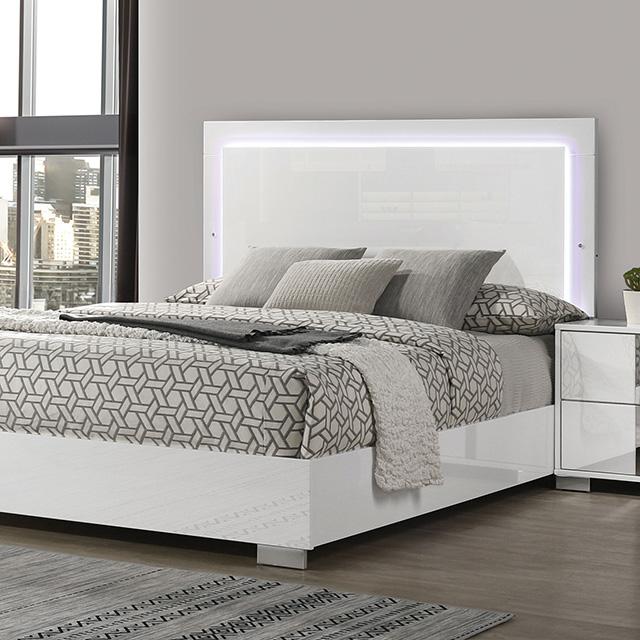 Sinistra E.King & Queen Bed White, Black & Beige - LATIN HOME FURNITURE - (POMONA,CA)