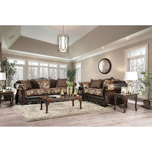 Newdale Brown/Gold Sofa - LATIN HOME FURNITURE - (POMONA,CA)