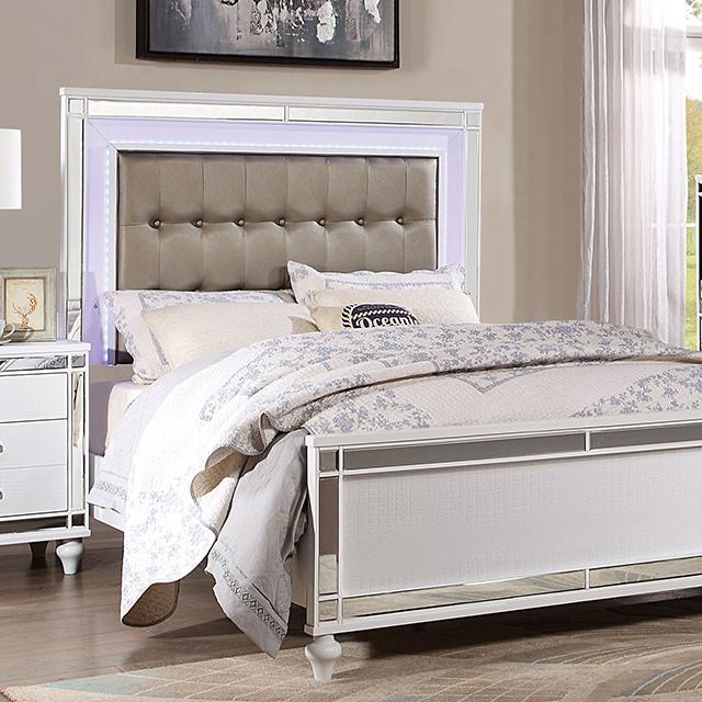 BRACHIUM E.King Bed, White - LATIN HOME FURNITURE - (POMONA,CA)