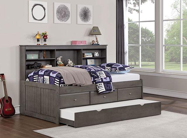 TIBALT Twin DayBed w/ Trundle, Dark Gray - LATIN HOME FURNITURE - (POMONA,CA)