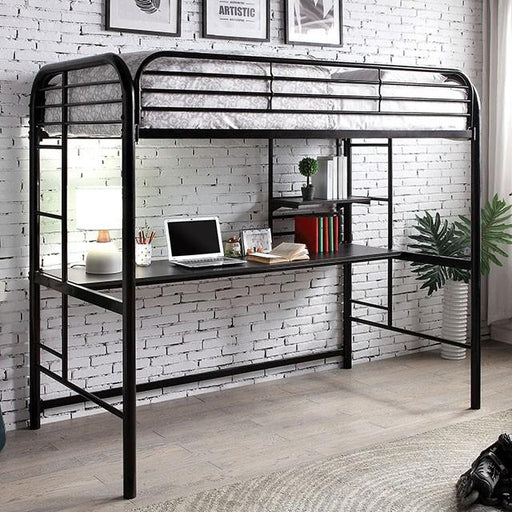 Opal Iii Black & Silver Twin Loft Bed - LATIN HOME FURNITURE - (POMONA,CA)