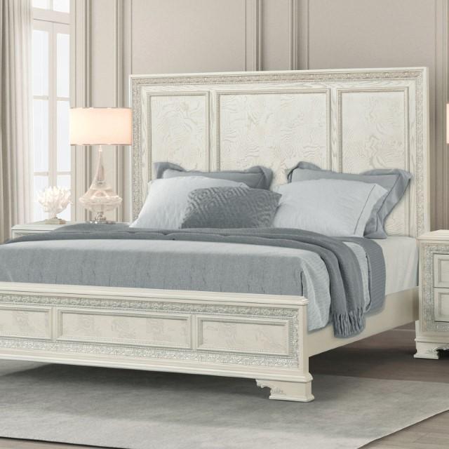 Stella Mia 4 Pc 5 Pc Queen Bedroom Set White - LATIN HOME FURNITURE - (POMONA,CA)