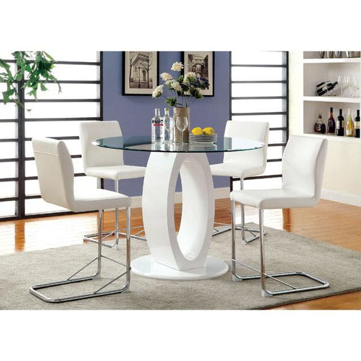 LODIA II White Round Counter Ht. Table - LATIN HOME FURNITURE - (POMONA,CA)