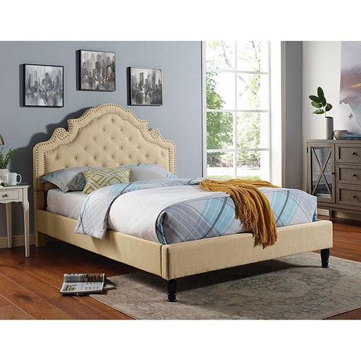 Aubree Bed Beige - LATIN HOME FURNITURE - (POMONA,CA)