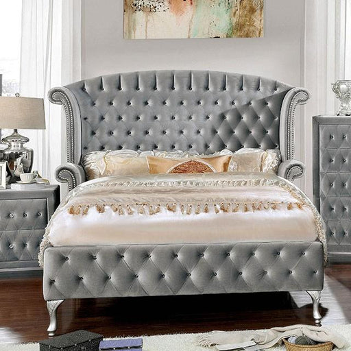 Alzir Gray & Black Queen & E.King Bed - LATIN HOME FURNITURE - (POMONA,CA)