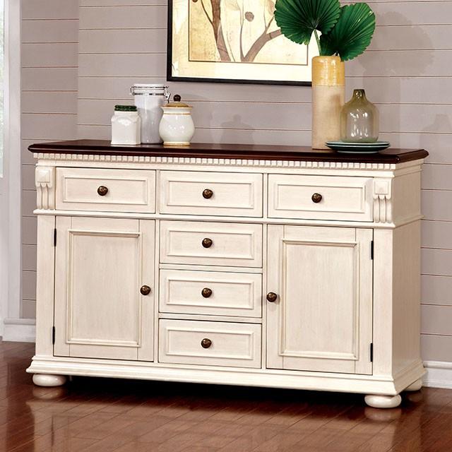 SABRINA Off White/Cherry Counter Ht. Table, Cherry & White - LATIN HOME FURNITURE - (POMONA,CA)