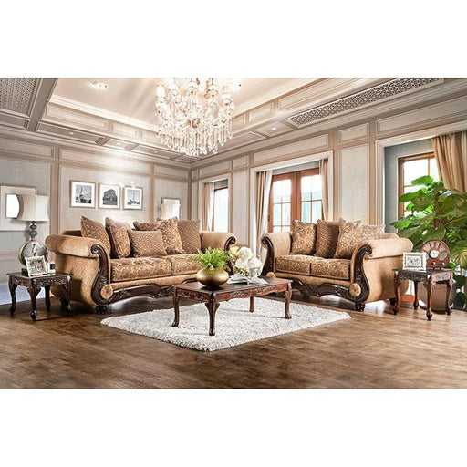 NICANOR Tan/Gold Sofa - LATIN HOME FURNITURE - (POMONA,CA)