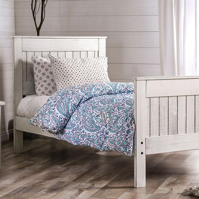 Rockwall Full, Queen, & Twin Bed White, Gray, & White - LATIN HOME FURNITURE - (POMONA,CA)