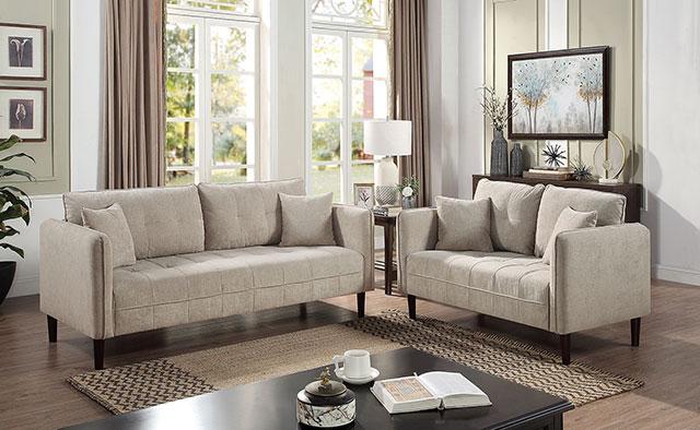 LYNDA Loveseat w/ Pillows, Light Gray - LATIN HOME FURNITURE - (POMONA,CA)