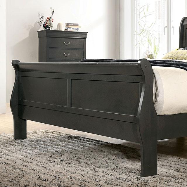 Louis Philippe E.King Bed Black, Cherry, & Gray - LATIN HOME FURNITURE - (POMONA,CA)