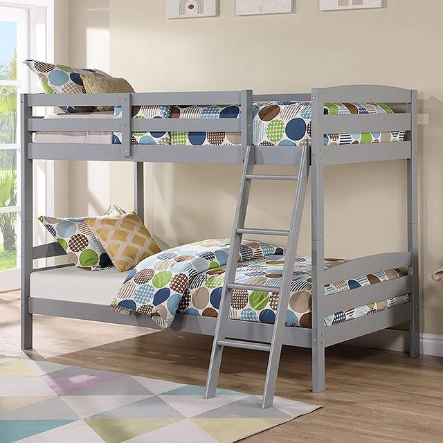 Candice Twin/Twin Bunk Bed White & Gray - LATIN HOME FURNITURE - (POMONA,CA)