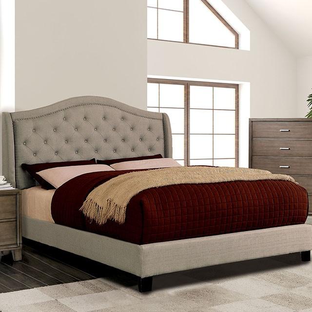 Carly Cal.King, E.King, Full, & Queen Bed Grey & Brown - LATIN HOME FURNITURE - (POMONA,CA)