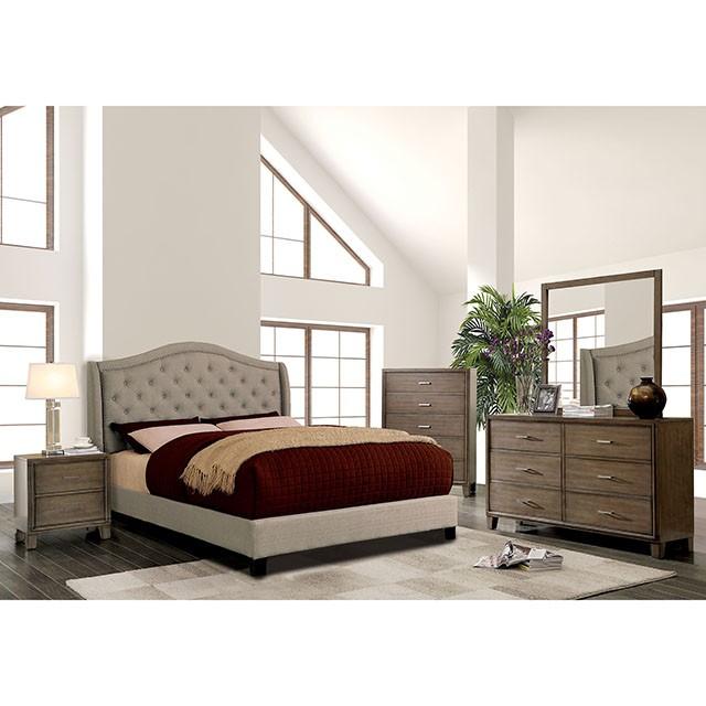 Carly Cal.King, E.King, Full, & Queen Bed Grey & Brown - LATIN HOME FURNITURE - (POMONA,CA)