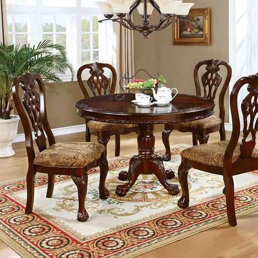 Elana Brown Cherry Round Dining Table - LATIN HOME FURNITURE - (POMONA,CA)