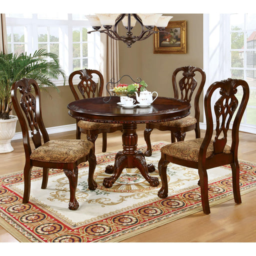 Elana Brown Cherry Round Dining Table - LATIN HOME FURNITURE - (POMONA,CA)
