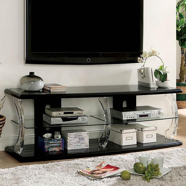 Ernst Black/Clear 60" TV Stand - LATIN HOME FURNITURE - (POMONA,CA)