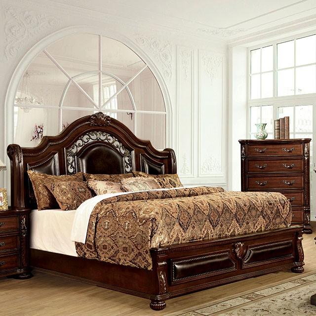 Flandreau Brown Cherry/Espresso Cal.King, E.King & Queen Bed - LATIN HOME FURNITURE - (POMONA,CA)