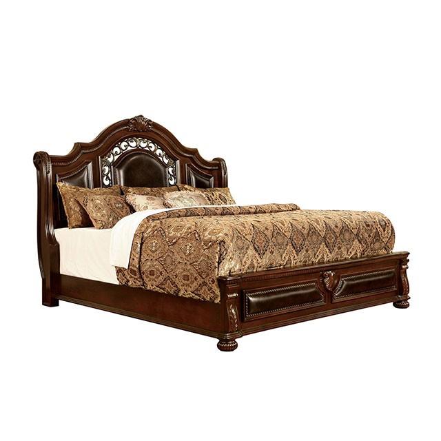 Flandreau Brown Cherry/Espresso Cal.King, E.King & Queen Bed - LATIN HOME FURNITURE - (POMONA,CA)