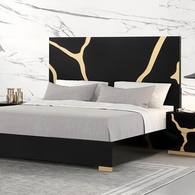 Goldsberg E.King & Queen Bed Grey & Pink - LATIN HOME FURNITURE - (POMONA,CA)