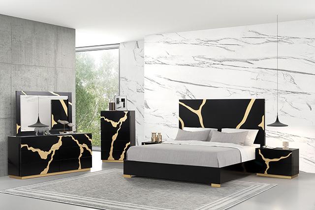 Goldsberg E.King & Queen Bed Grey & Pink - LATIN HOME FURNITURE - (POMONA,CA)