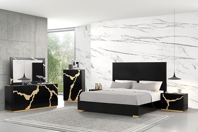 Goldsberg E.King & Queen Bed Grey & Pink - LATIN HOME FURNITURE - (POMONA,CA)
