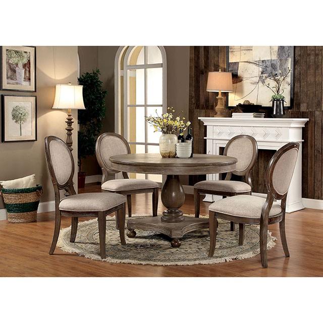 Kathryn Rustic Dark Oak Round Dining Table, Rustic Oak - LATIN HOME FURNITURE - (POMONA,CA)