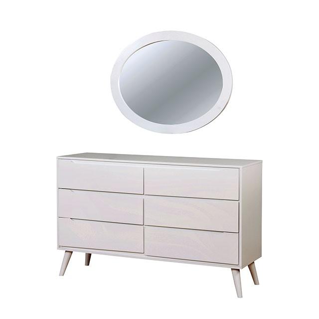 LENNART II White Oval Mirror - LATIN HOME FURNITURE - (POMONA,CA)