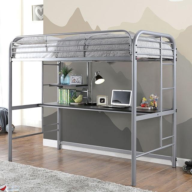 Opal Iii Black & Silver Twin Loft Bed - LATIN HOME FURNITURE - (POMONA,CA)