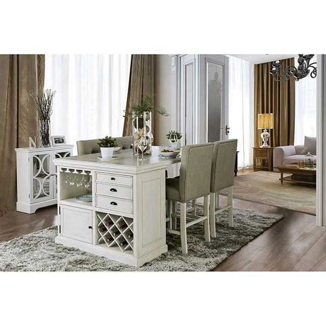 Sutton Antique White Counter Ht. Table - LATIN HOME FURNITURE - (POMONA,CA)