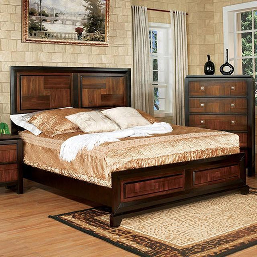 Patra Acacia/Walnut Queen Bed - LATIN HOME FURNITURE - (POMONA,CA)