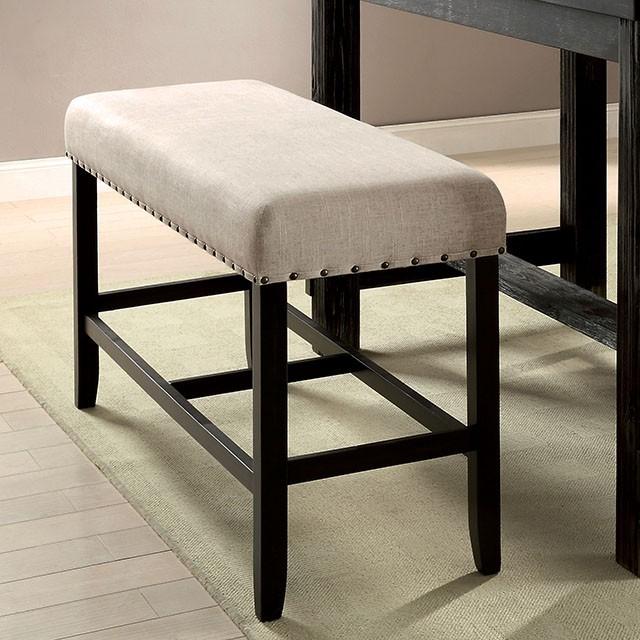 SANIA II Antique Black/Beige Counter Ht. Bench - LATIN HOME FURNITURE - (POMONA,CA)