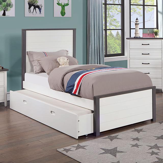 PRIAM Full & Twin Bed, White/Gray, Pink, Chrome, & Yellow - LATIN HOME FURNITURE - (POMONA,CA)