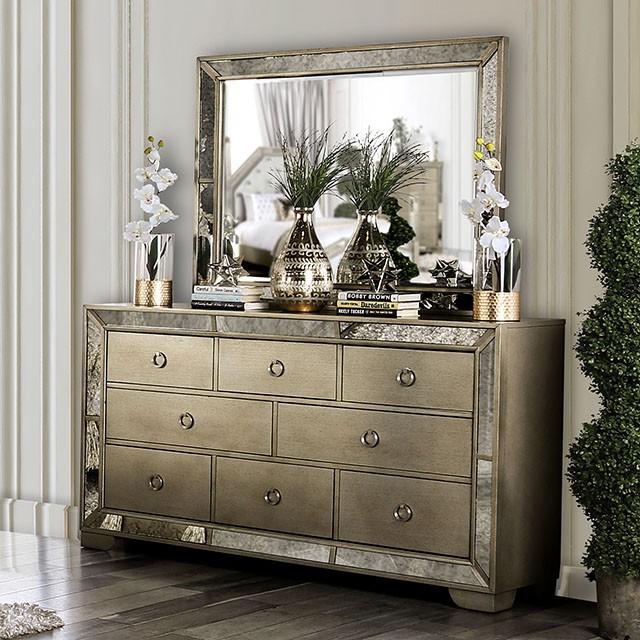 LORAINE Champagne Mirror - LATIN HOME FURNITURE - (POMONA,CA)