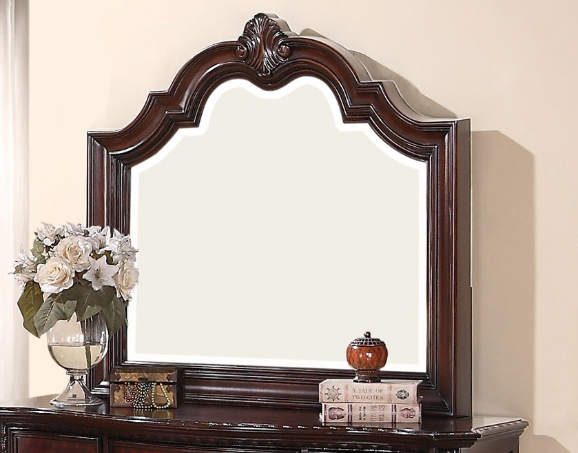 Crown Mark Furniture Sheffield Dresser Mirror in Dark Cherry
