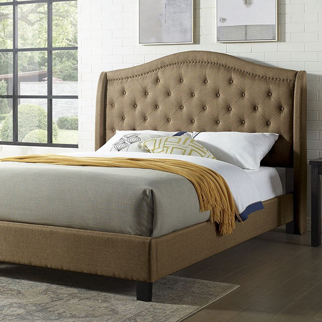Carly Cal.King, E.King, Full, & Queen Bed Grey & Brown - LATIN HOME FURNITURE - (POMONA,CA)