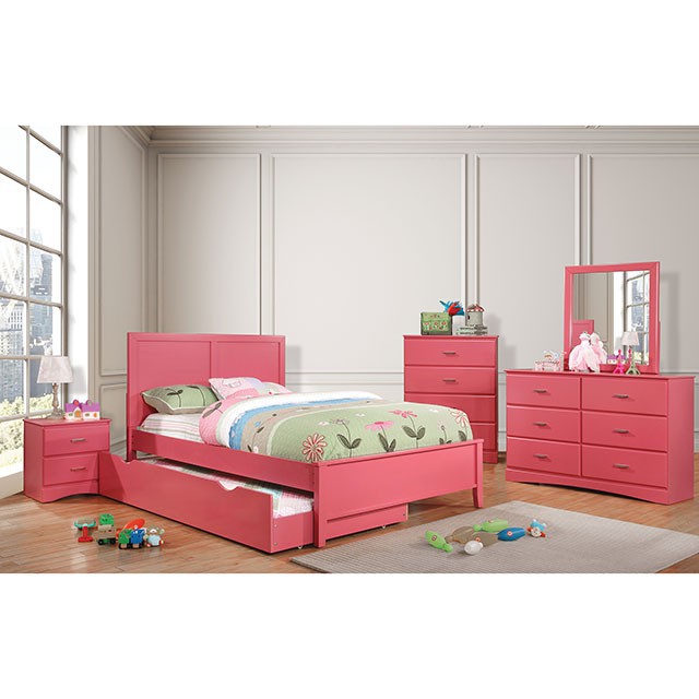 PRIAM Full & Twin Bed, White/Gray, Pink, Chrome, & Yellow - LATIN HOME FURNITURE - (POMONA,CA)