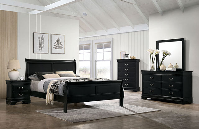 Louis Philippe Full, Twin, Full, & King Bed Black, Grey, Brown & White - LATIN HOME FURNITURE - (POMONA,CA)