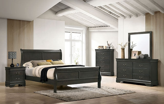 Louis Philippe Full, Twin, Full, & King Bed Black, Grey, Brown & White - LATIN HOME FURNITURE - (POMONA,CA)