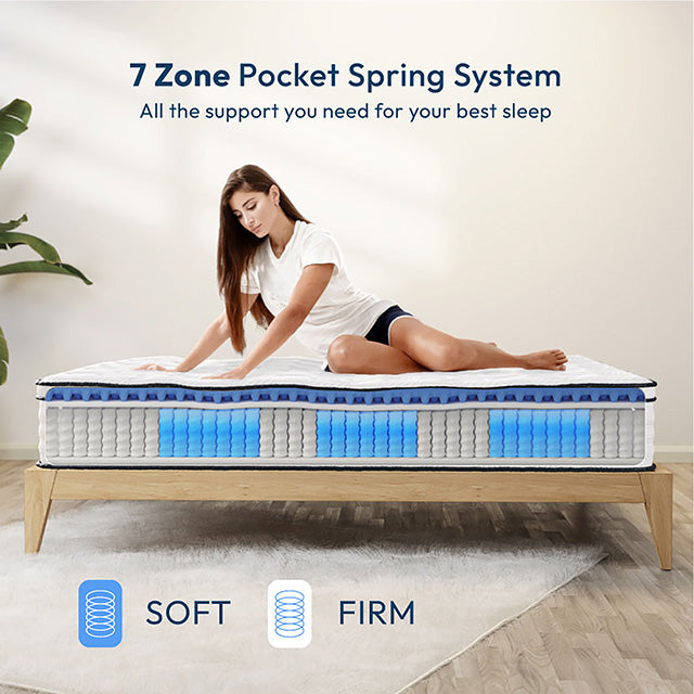 Salvia 12" Cal.King Hybrid Pocket Coil Mattress - LATIN HOME FURNITURE - (POMONA,CA)
