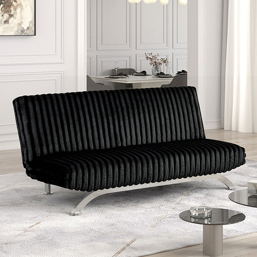 Villeneuve Futon Sofa Bed Black, Pink, & Grey - LATIN HOME FURNITURE - (POMONA,CA)