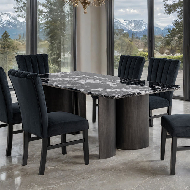 Selsey Dining Table, Black Stone Top - LATIN HOME FURNITURE - (POMONA,CA)