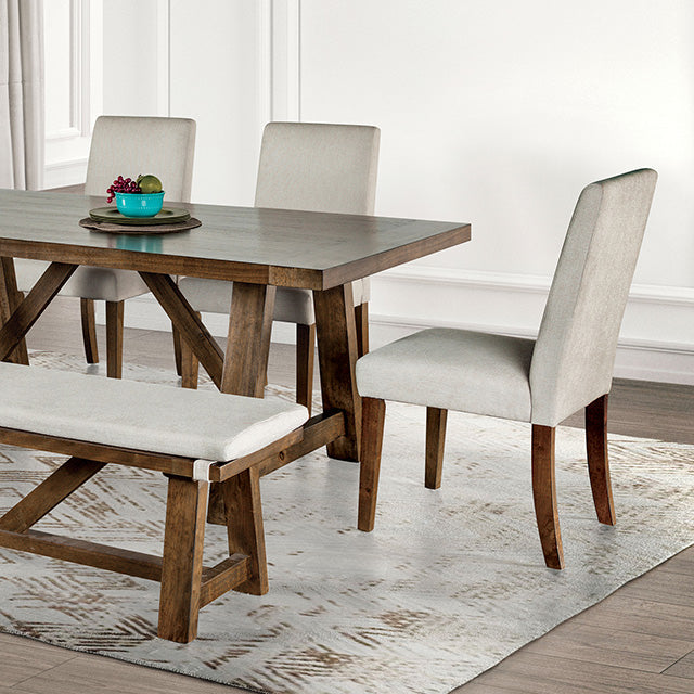 Losone Dining Table Set with Bench Rustic - LATIN HOME FURNITURE - (POMONA,CA)
