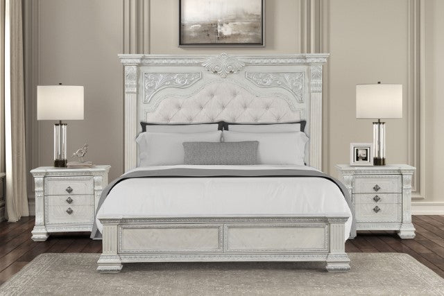 Promenade E.King & Queen Bed Brown & White - LATIN HOME FURNITURE - (POMONA,CA)